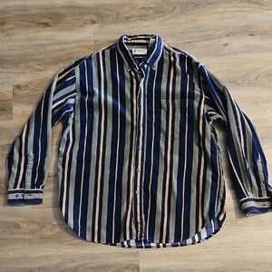 Vintage Northwest Territory Blue and Tan  Cordurroy Striped Shirt